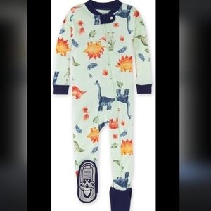 Burts Bees Baby Zip Up Dinosouar Pajamas Sise 18 Months